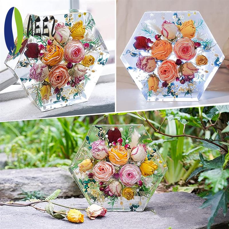 

AEE2-Resin Molds Silicone Kit Fit For Epoxy Resin, Flowers Preservation, Including Hexagon, Heart, Sphere белый