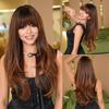 Ladies' Bangs Wig Brown Gold Gradient Fashion Layer Long Hair Natural Daily Full Head Set Synthetic