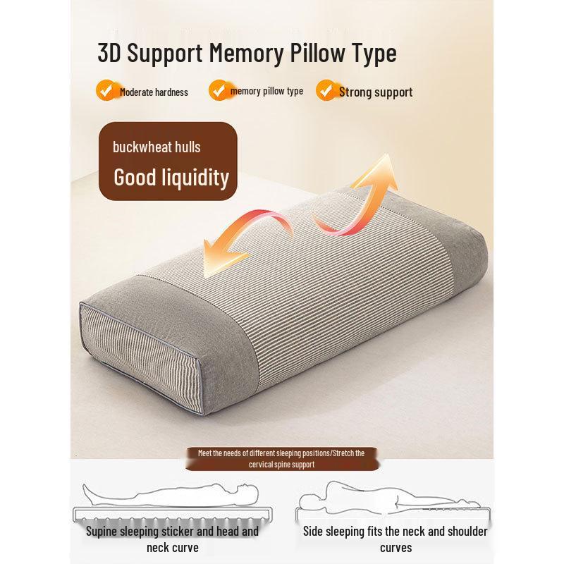 Washable Cotton Buckwheat Neck Support Pillow for Student Dorms - Removable and Washable