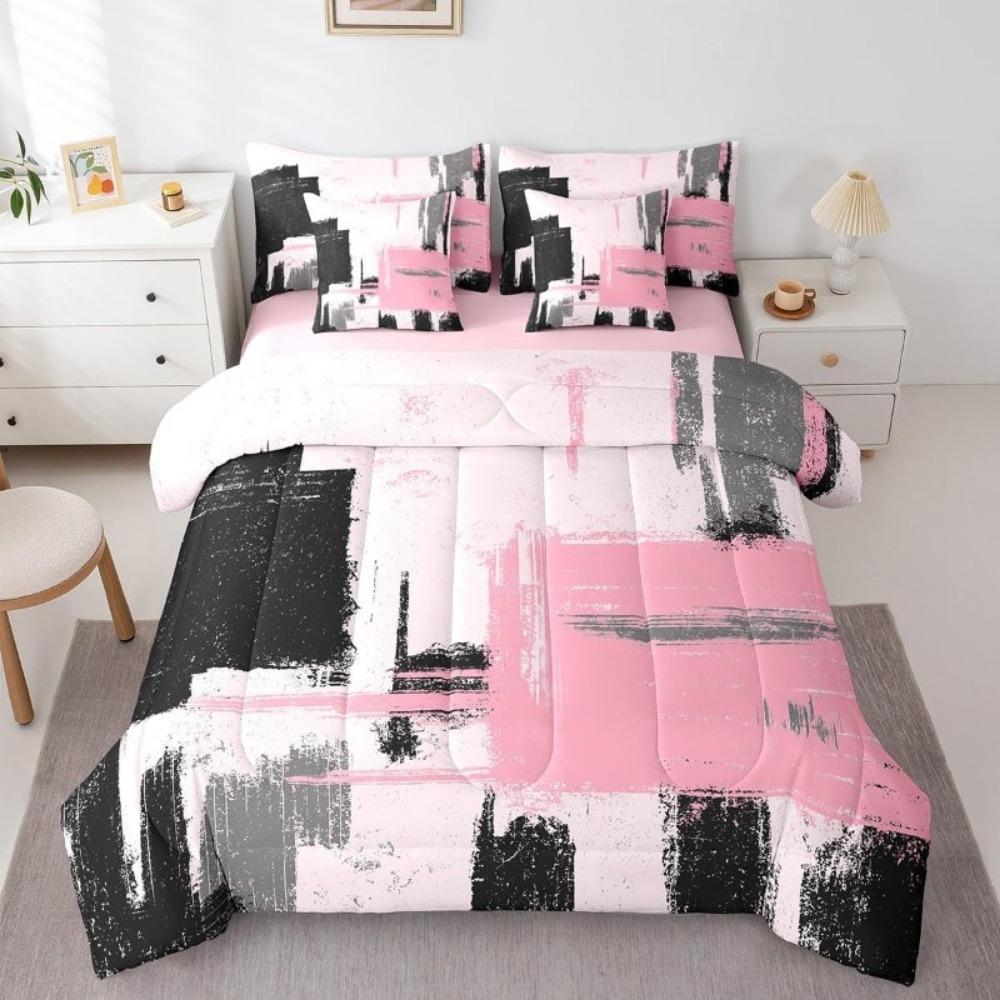 

3pcs Pink Bedding Set Fresh Style Tie-dye Printed Cozy Duvet Cover Set King Queen Twin Single Size Birthday Gift Bedroom Decor EU Single 135x200cm