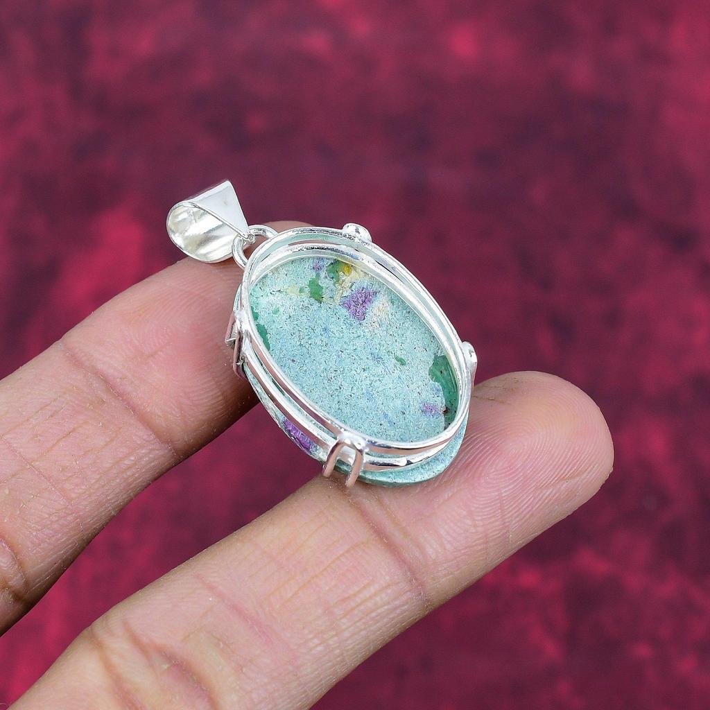 Ruby In Fuchsite 925 Solid Sterling Silver Pendant, Handmade Gemstone Pendant Jewelry, Gifts For Wife Brand New Pendant