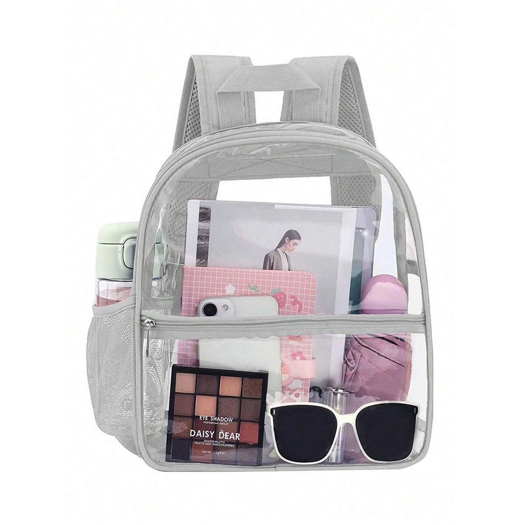 PVC Transparent Double Shoulder Backpack Waterproof Outdoor Portable Backpack Large Capacity Simple Student Schoolbag