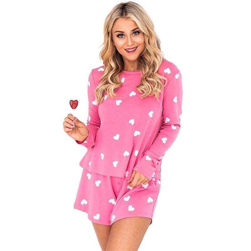 

Fall 2024 New Arrival Long Sleeves T-shirt Shorts Homewear Two-piece Set Women Fashion Love Pattern Casual Suit Women LC15805-P1020 Size XL fit (70.00 kg-75.00 kg