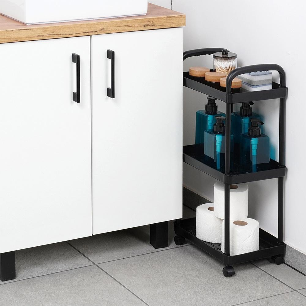 3-Tier Mobile Kitchen Bathroom Shelf Trolley on Wheels