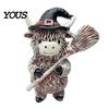 Resin Animal Statues for Home Decor Halloween Highland Cow Figurine, Wizard Broom & Bat Wing Pumpkin Waterproof Garden Sculptures Ornament,