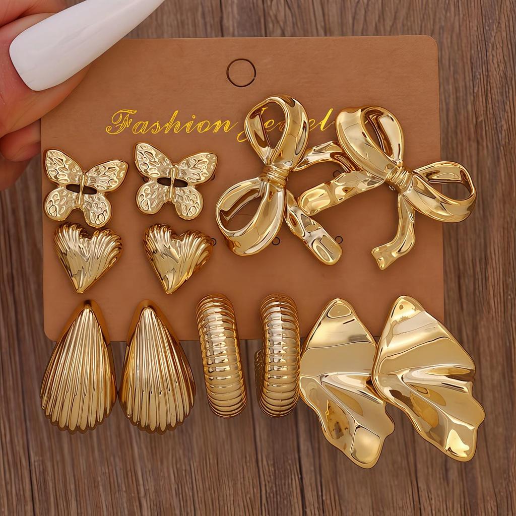 European-American Cross-border C-shaped Teardrop Flower Earrings: Chic, Creative, & Versatile Women's Jewelry Set