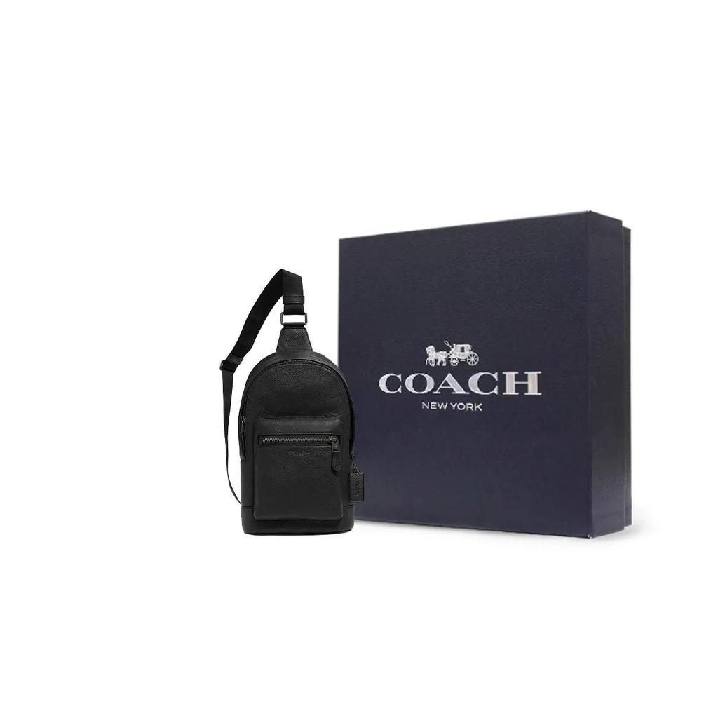 Coach West Refined Pebbled Leather Crossbody Bag Sling Bags Small Men's Black (Unisex) Sling Bags 2540 QBBK