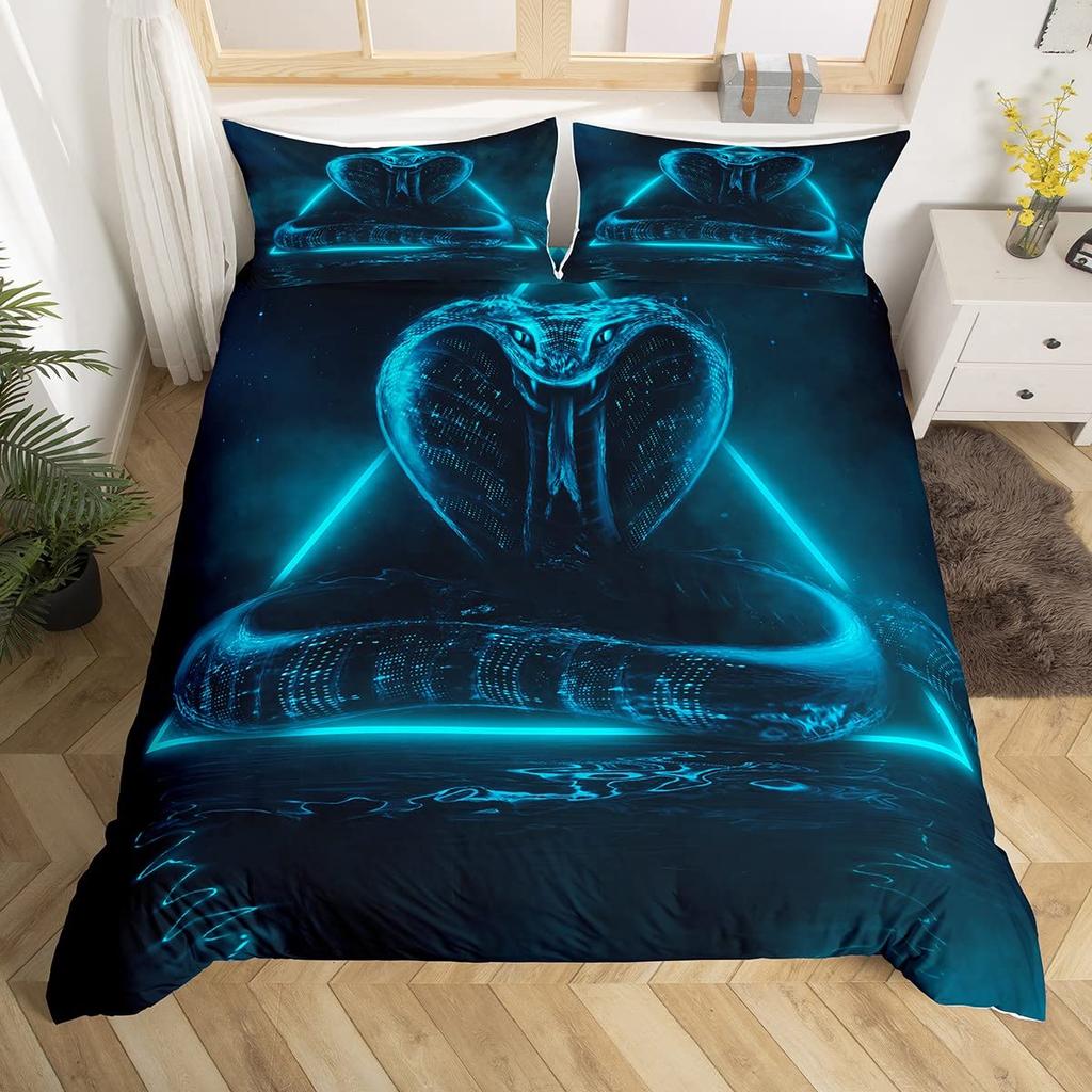 Duvet Cover Cartoon Viper Print Bedding Set for Boys Girls Snake Serpent Comforter Cover Kawaii Child Animal Bedroom Collection
