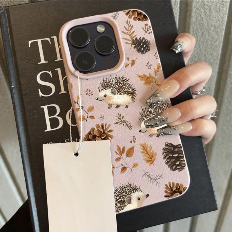 Autumn Cute Cartoon Hedgehog Phone Case For iPhone 17 Pro Max 16 15 14 Plus 13 12 11 Pro Max X XR XS 16e Shockproof Soft Cover