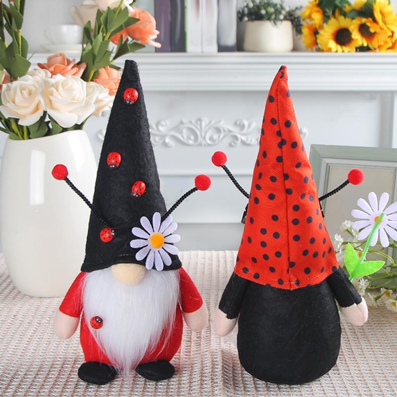 Ladybug Gnomes Tomtes Nisse Swedish Dwarfs Faceless Doll for Halloween Kitchen