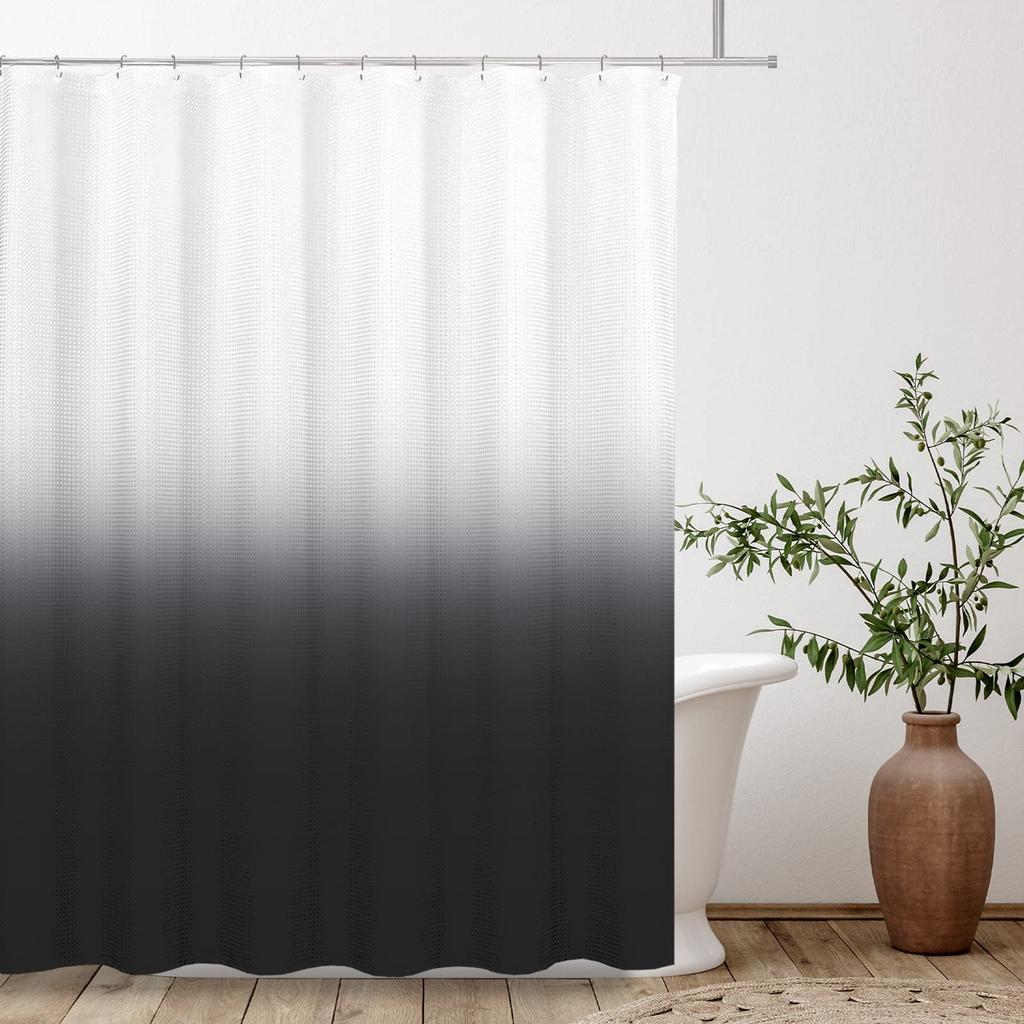 Ombre Beige Sage Shower Curtain, Lime Green Texture Fabric Gradient Bathroom Decor Waterproof Bathroom Curtains Set with Hooks