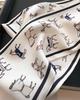 Écharpe Châle Satiné Imprimé Motif Cheval Mode Luxe Long Étroit Petites Écharpes Bandeau Foulard pour Dames