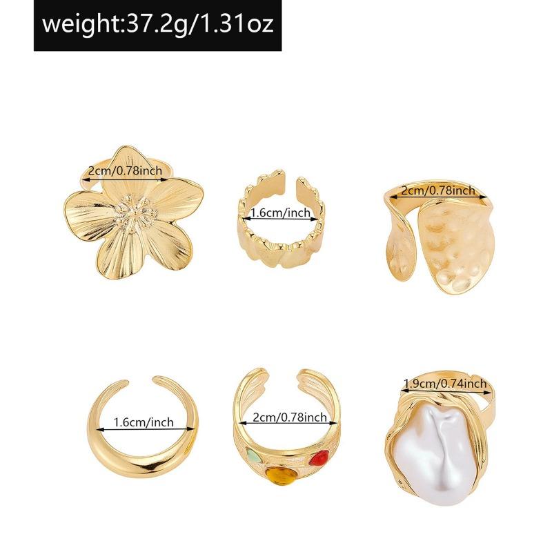 Retro imitation pearl ring jewelry women's light luxury high-end baroque exaggerated flower ring cover