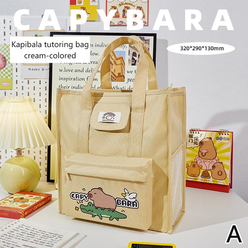 

Многофункциональная сумка-тоут Capybara с боковым сетчатым карманом, мультяшная сумка-тоут, обучающая сумка, портативная вместительная сумка для файлов as the picture