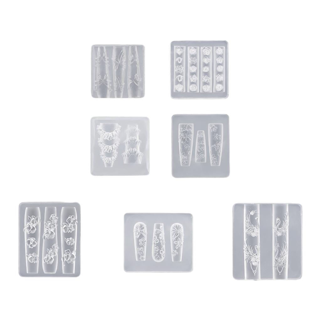 Multipurpose Nail Art Silicone Mould for 3D Designs Butterfly Flower Moon Patterns Portable for Acrylic Craft Supplies