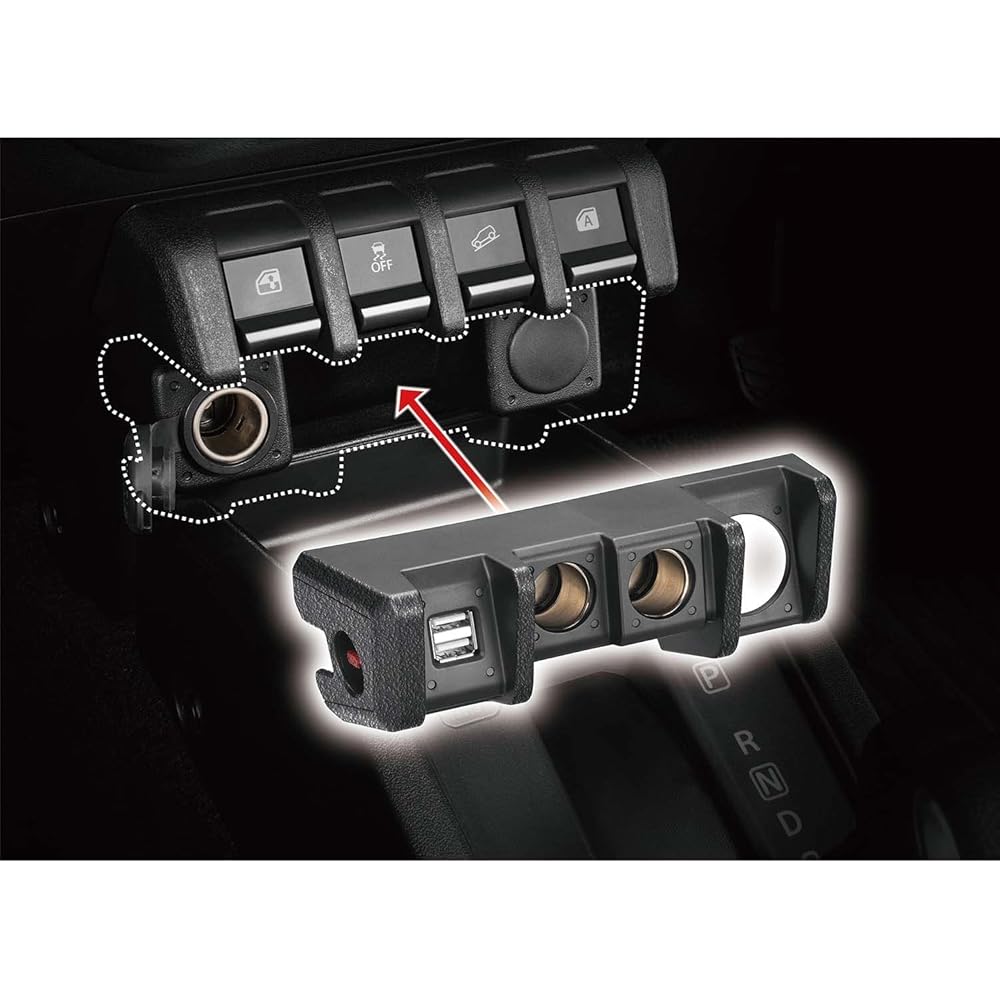 Carmate NZ587 Jimny-specific Power Supply Unit for Suzuki Jimny JB64, Jimny Sierra JB74, Car Accessory Socket, USB Power Supply