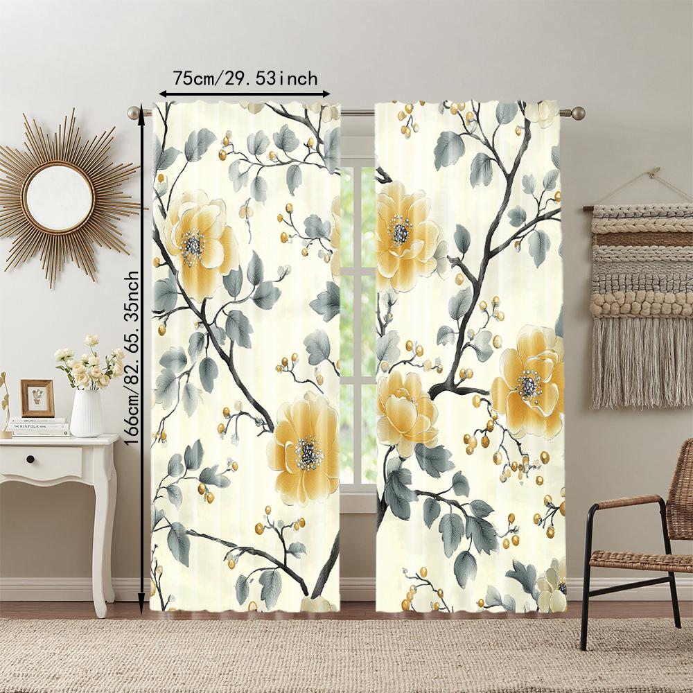 2 pcs   versatile polyester transparent curtains for home decoration European Style for use in bedrooms and living rooms