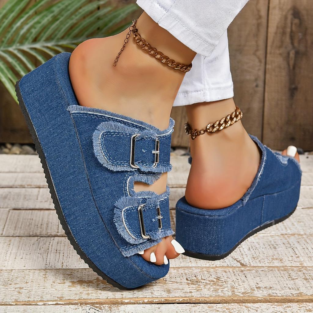 Crocodile Leather Buckle Flip-flops for Women Suitable for Summer Thick-soled with Removable Insoles
