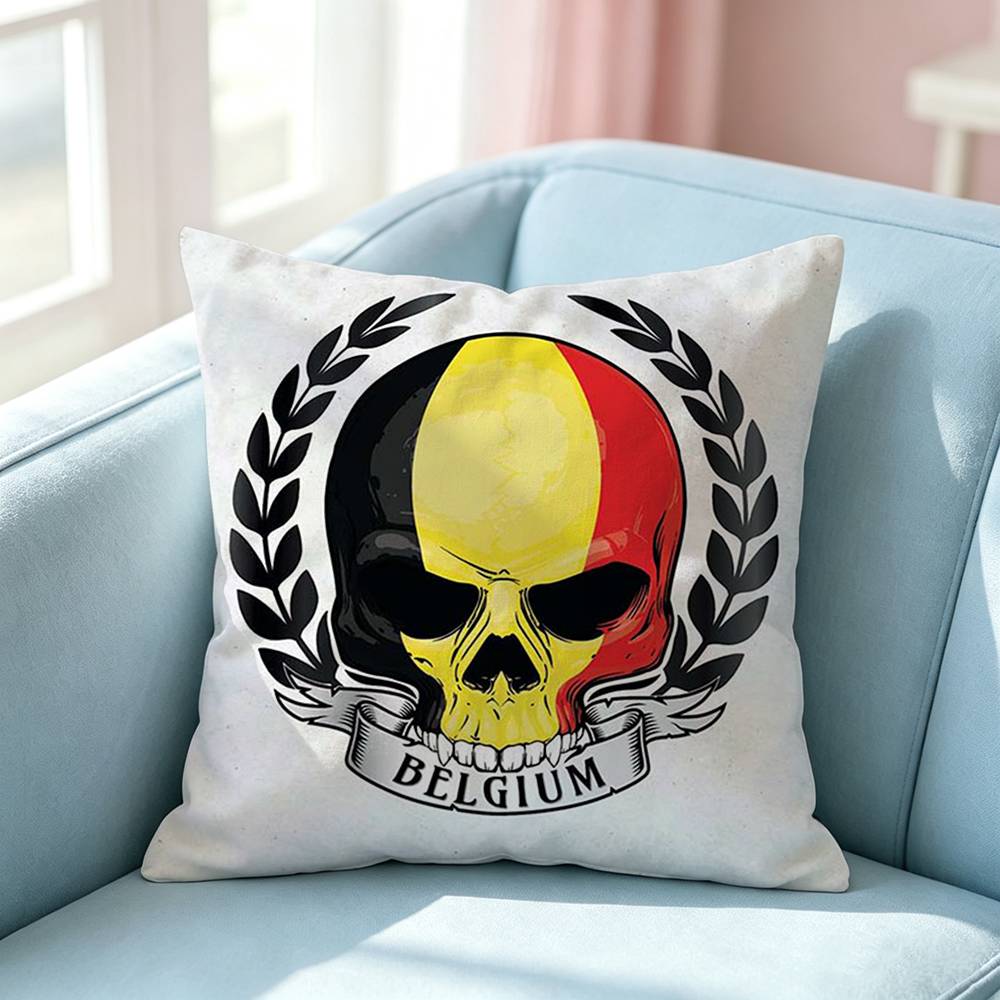 Comic Kingdom Belgium Flag Square DoubleSided printed Pillow Case Bedroom Bedside Pillow Sofa Cushion Cover