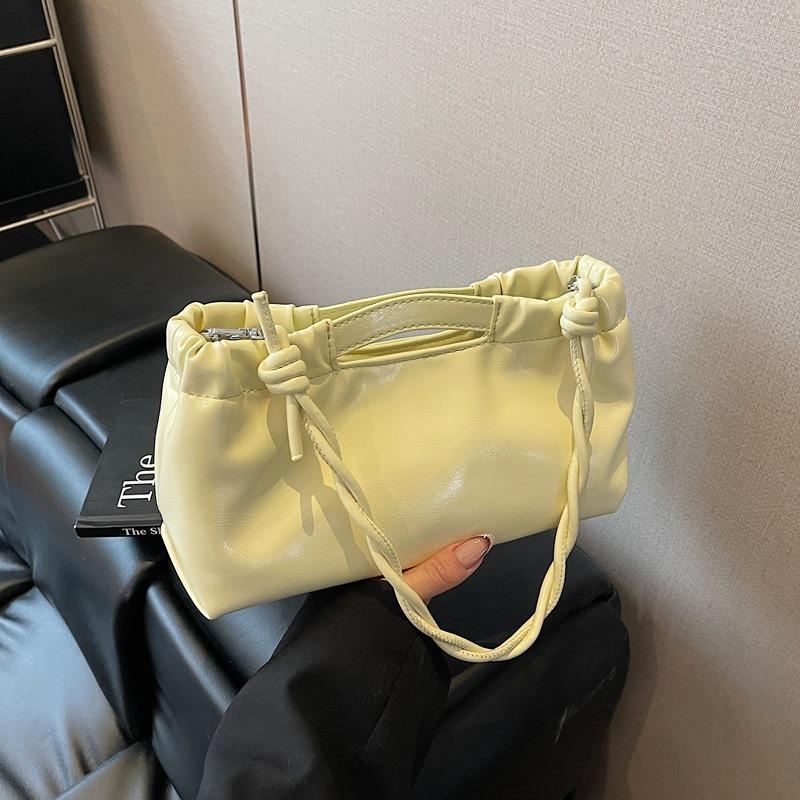 New Drawstring Handbag Bag Simple and Fashionable Solid Color Commuter Shoulder Bag Underarm Women's Bag