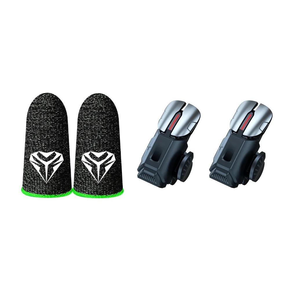 2Pcs 6 Finger Gaming Trigger for PUBG Game Aim Shooting Gaming Trigger Mobile Gamepad Trigger Joystick for Iphone Android Phone