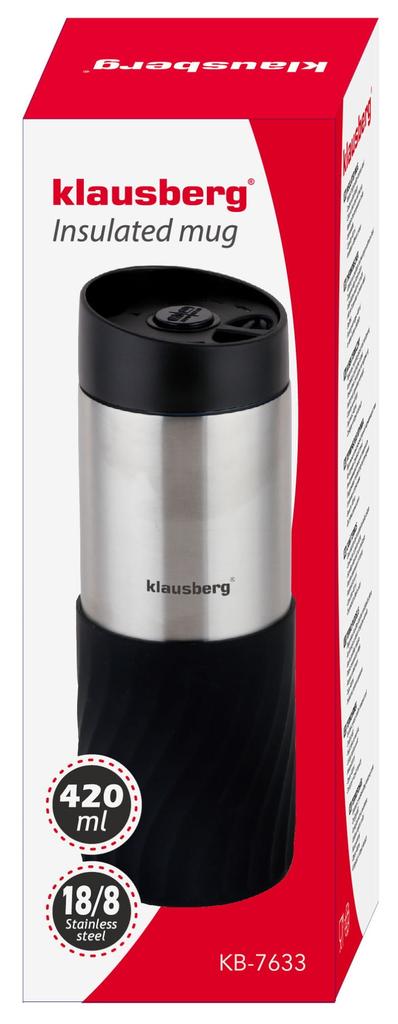 Kubek termiczny 400ml stal nierdzewna 18/8 KLAUSBERG czarny KB-7633