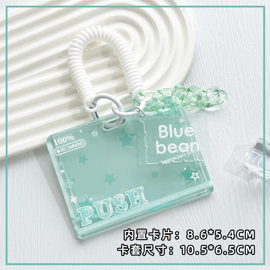Student Clear Card Case Bus Cards Sleeve Sliding Horizontal Id Card Holder Transparent Employee Work Card Holder with Lanyard
