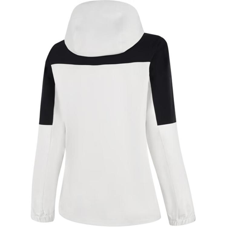 Li-Ning Color Block Zipper Hooded Comfortable Breathable Casual Windbreaker Women Outerwear Off-White Black AFDUA14-7
