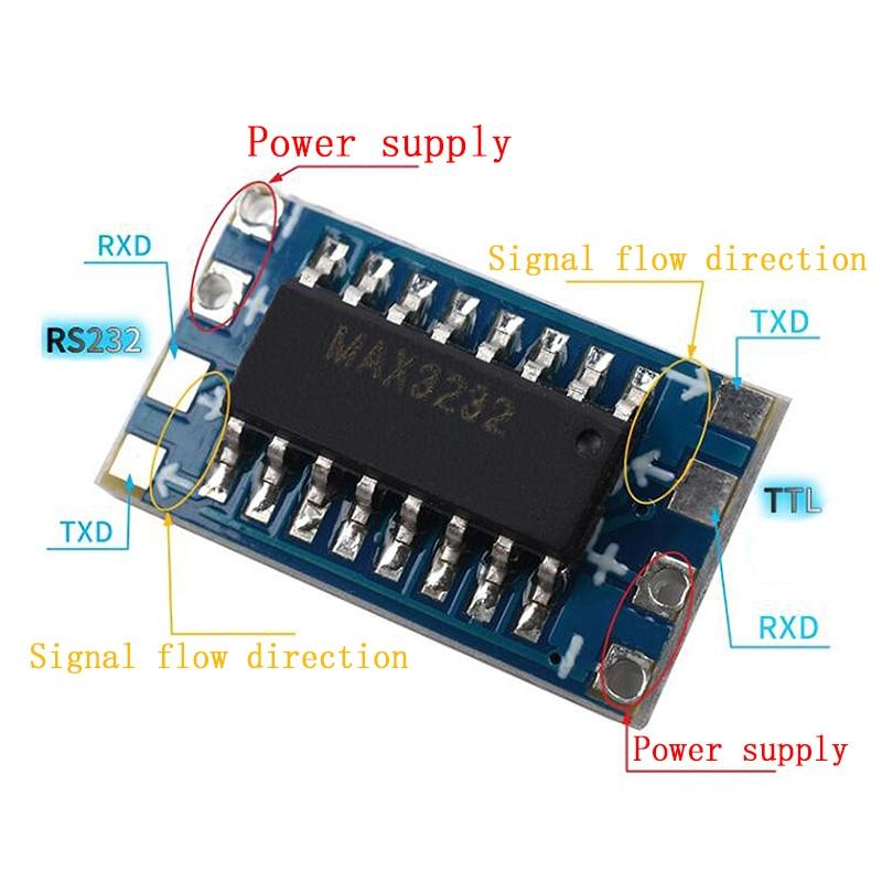10PCS Mini MAX3232 RS232 To TTL Serial Port Leavel Converter Brush Module Connector MAX232 Flashing Board For Arduino
