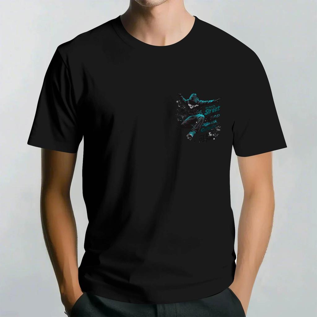 Men's Round Neck Casual Street Printed Short-sleeved T-shirt Top