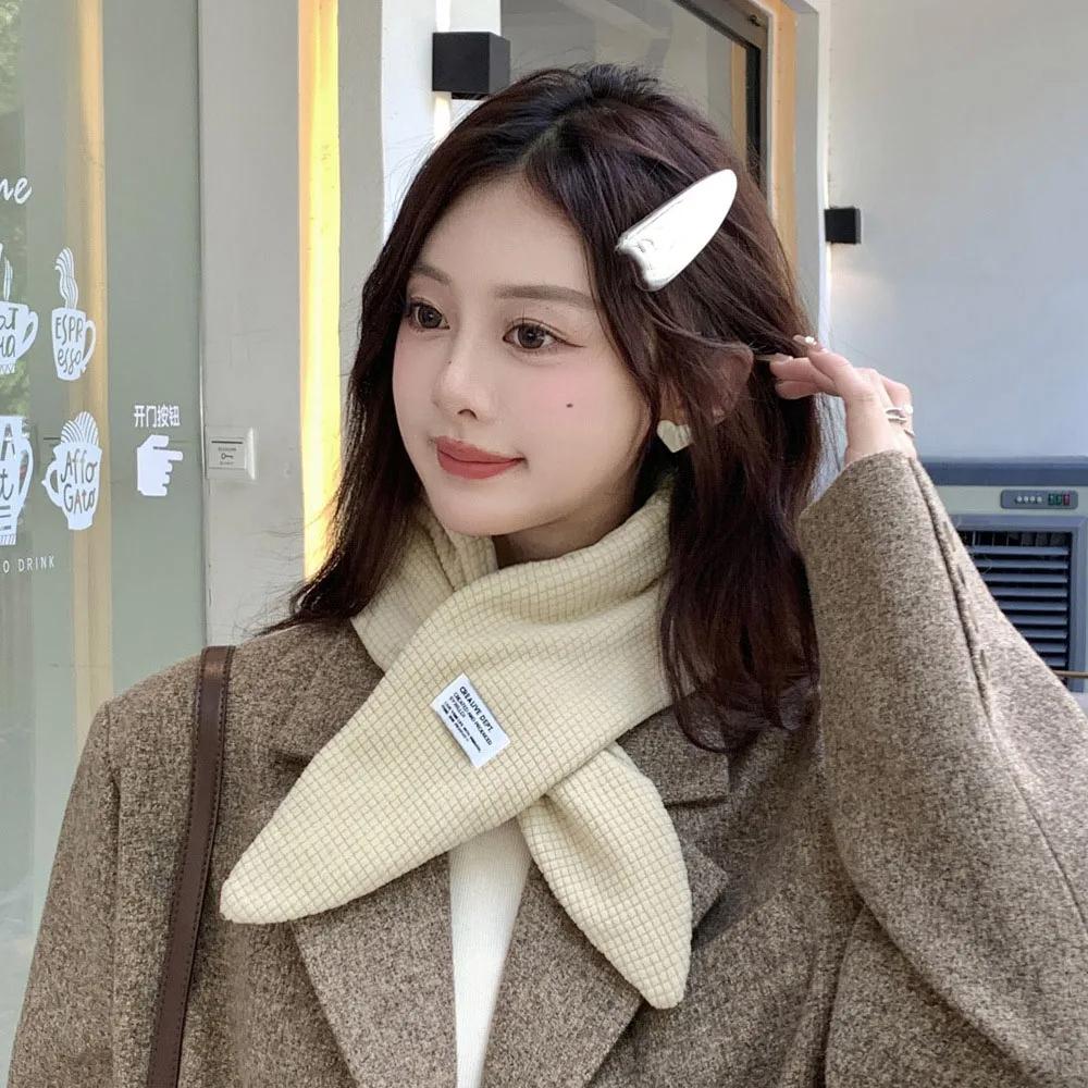Padded Down Neck Scarf Korean Style Thermal Shawl Simple Cross Feather Scarf Autumn/Winter