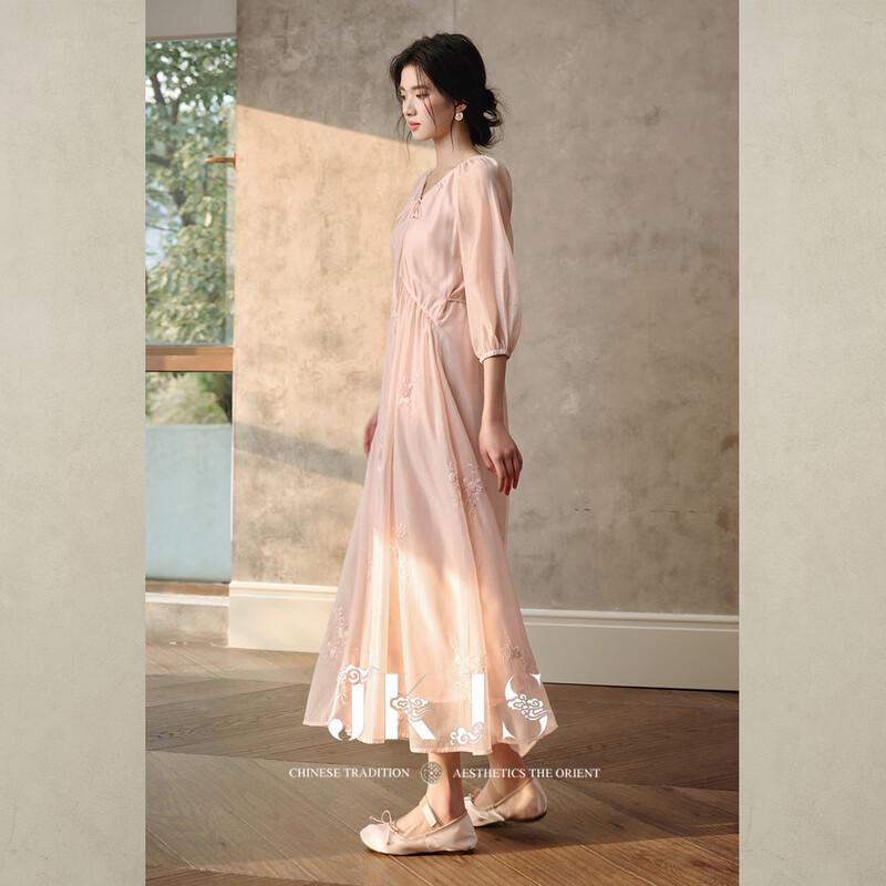 JK&JS New Chinese Style Sequin Embroidered Maxi Dress