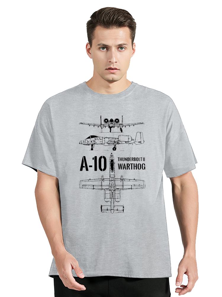 A10 Thunderbolt II Warthog Blueprint Casual Cotton Tops Tees Fashion Fitness Tshirt Oversized Streetwear Tshirt Mens Clothing S