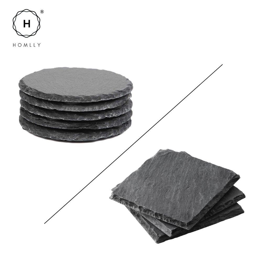 Homlly Slate Stone Drink Coasters (Set of 4pcs)