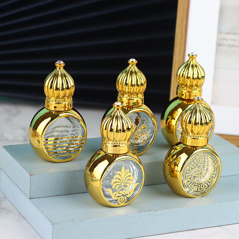 10Ml Portable Essential Oil Roller Bottle Gold Crown Shape Perfume Bottles