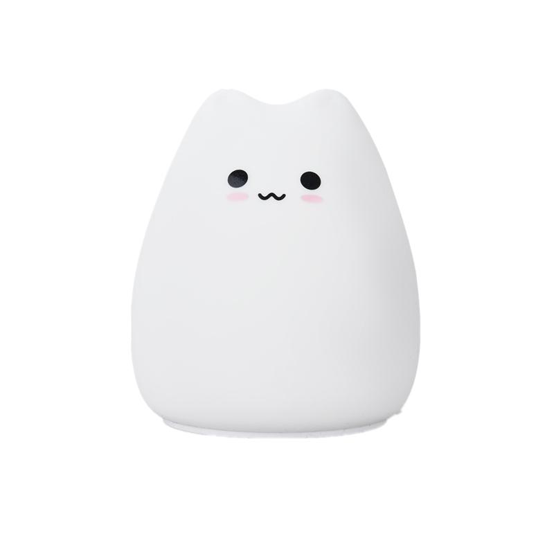 Rechargeable Cat-Shaped Silicone Night Light with Remote for Breastfeeding - Colorful, Tap-Control Atmosphere Lamp