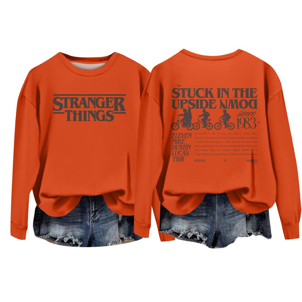 Damska codzienna bluzka typu pulower z okrągłym dekoltem i długim rękawem, z nadrukiem walentynkowym