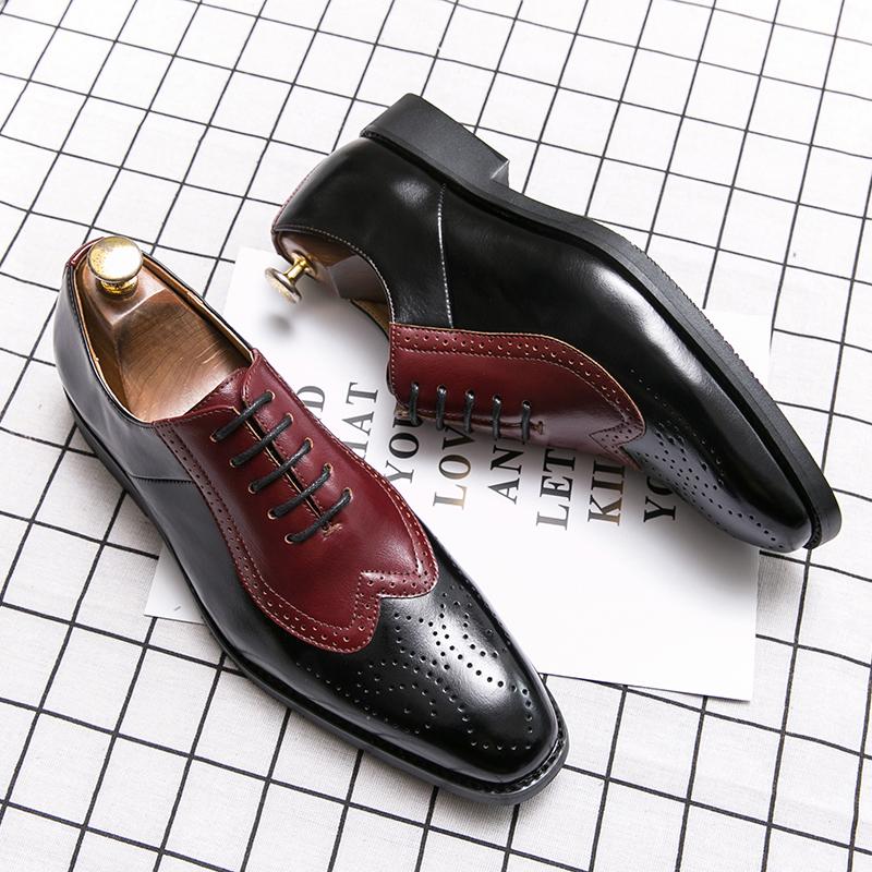 Fashion Men's Oxford Pointeds Business Dress Brogue Designer Carved Shoes For Men Loafers Outdoor Flat Male Wedding Shoes 38~46