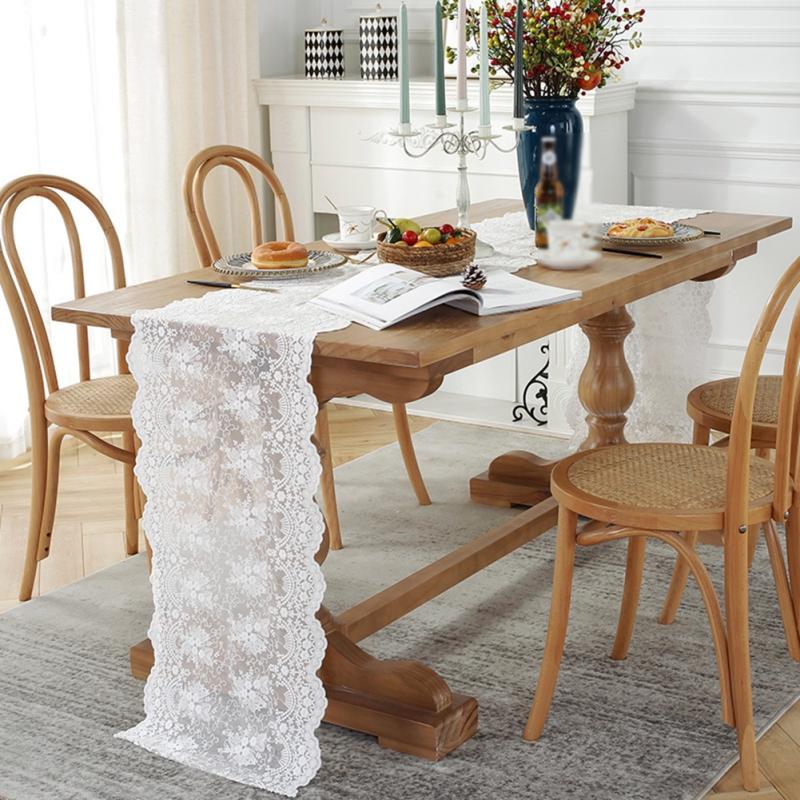 Vintage Lace Floral Table Runner White Wedding Dining Table Decorations Table Cover For Wedding Banquet Party Boho Home Decor