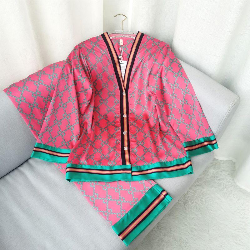 

New Arrival Pajamas Suit Spring and Autumn Women s Long Sleeve Spring & Fall Western Style Leisure Outwear Internet Popular Summer Thin Homewear Pink XL