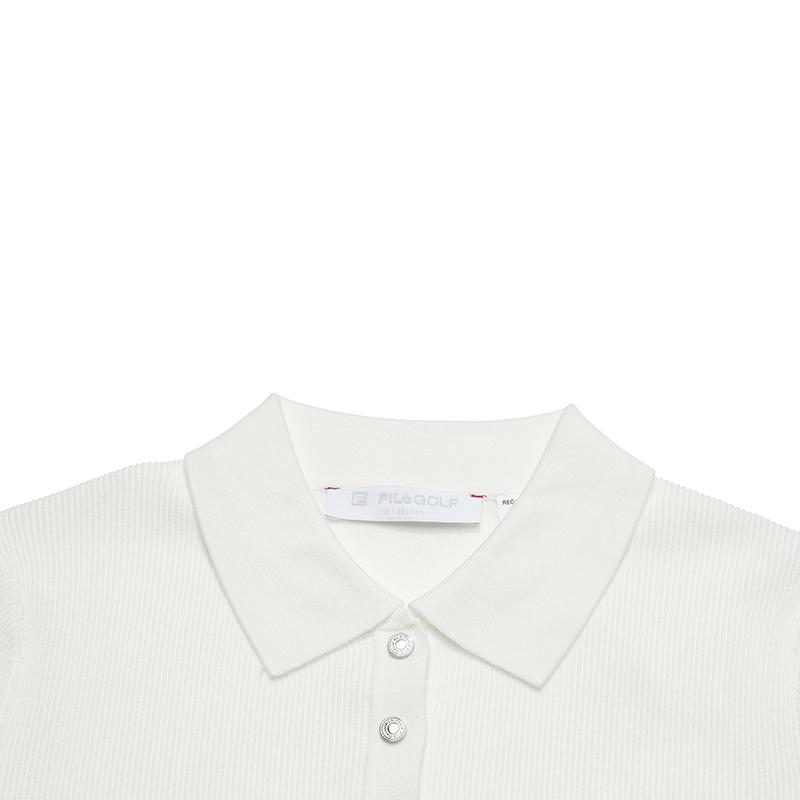 FILA Golf Series Fashion Simple Classic Casual Sports Versatile Comfortable Knitted Sweater Women sweater Jade-White A11W615418FWT