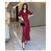 Schwarzes Abendkleid Damen High-End Light Luxury Nische Bankett Gastgeber Pailletten Fischschwanzkleid