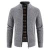 Men's Casual Slim Full Zip Thick Knitted Cardigan Sweaters Outerwear Stand Collar Cardigans Long Sleeve Sweaters Ribbed Knit Sweater Jackets for Men