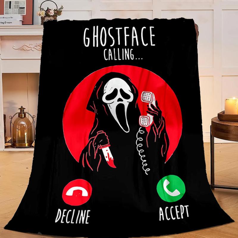 1PC Scr-eam Horror Movie Flannel Blanket Gift, Suitable for Both Men And Women, Soft Ideal for Beds And Sofa, Birthday Or Christmas Gift