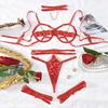 Metal Chain Design Interwoven Straps Erotic Lingerie Set