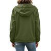 Womens Waterproof Windproof Hooded Jacket Lightweight Zip Up Outdoor Raincoat with Adjustable Drawstring Hem and Elastic Cuffs