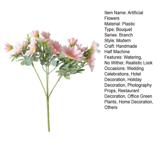 Artificial Flowers 27CM Height Small Bouquet Multiple Sun Chrysanthemum Heads Green Leaves