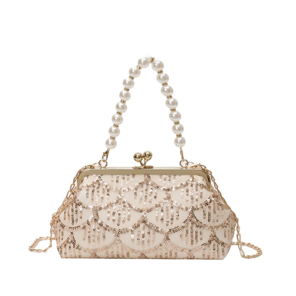 

Клатч Ханьфу с замком-защелкой, жемчужная женская сумка-ракушка, портативная сумка с пайетками для банкета, женская золотой