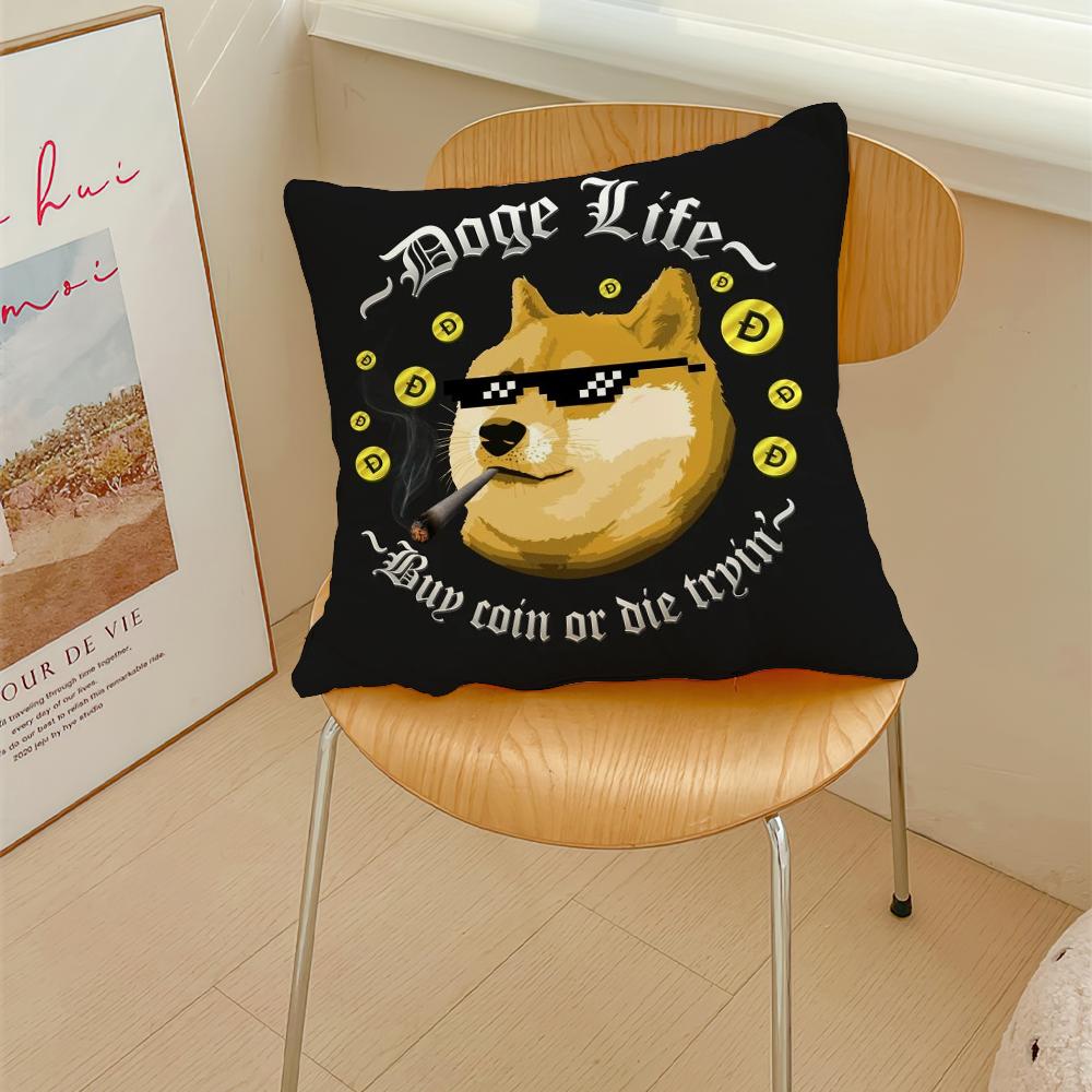 Funny Dogecoin Fashion dog cushion cover Pillow Cover Decoration Room Home Sofa living Office Car Nordic Simplicity
