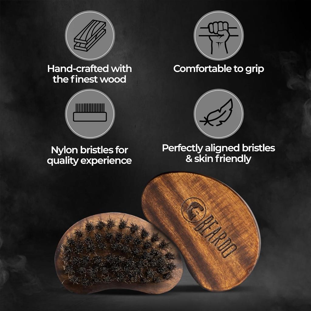 Beardo 100% Boar Bristle Beard Brush for Men | Wooden Grooming Tool | Travel-Friendly Ergonomic Design | Detangles & Styles Beard